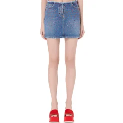 Vivetta Crystal Denim Skirt-Women Skirts