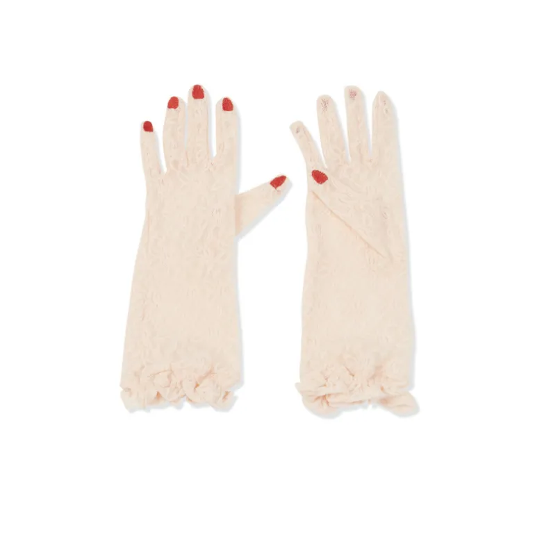 Vivetta Lace Gloves With Embroidered Nails-Women Gloves & Scarves