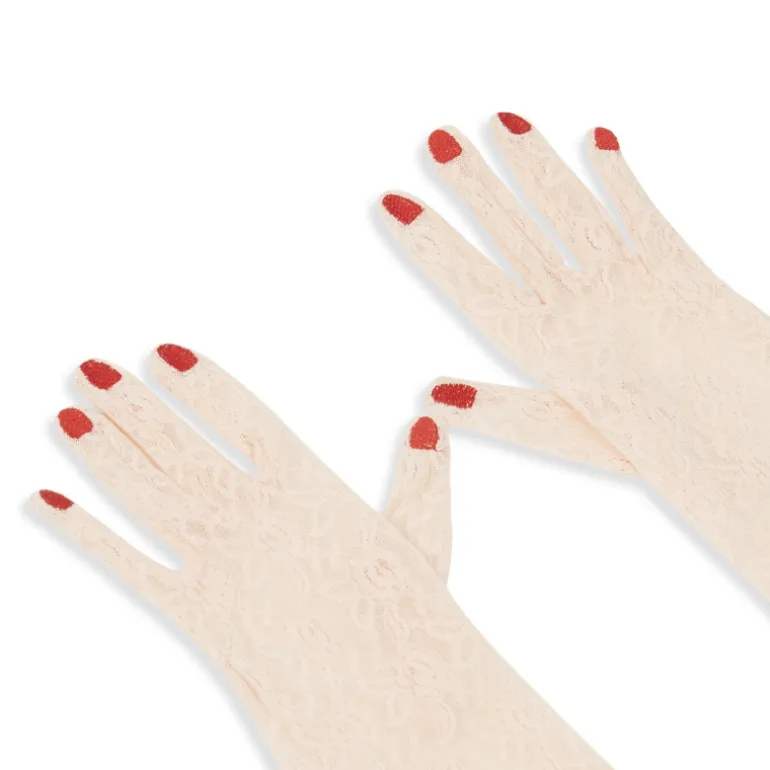 Vivetta Lace Gloves With Embroidered Nails-Women Gloves & Scarves