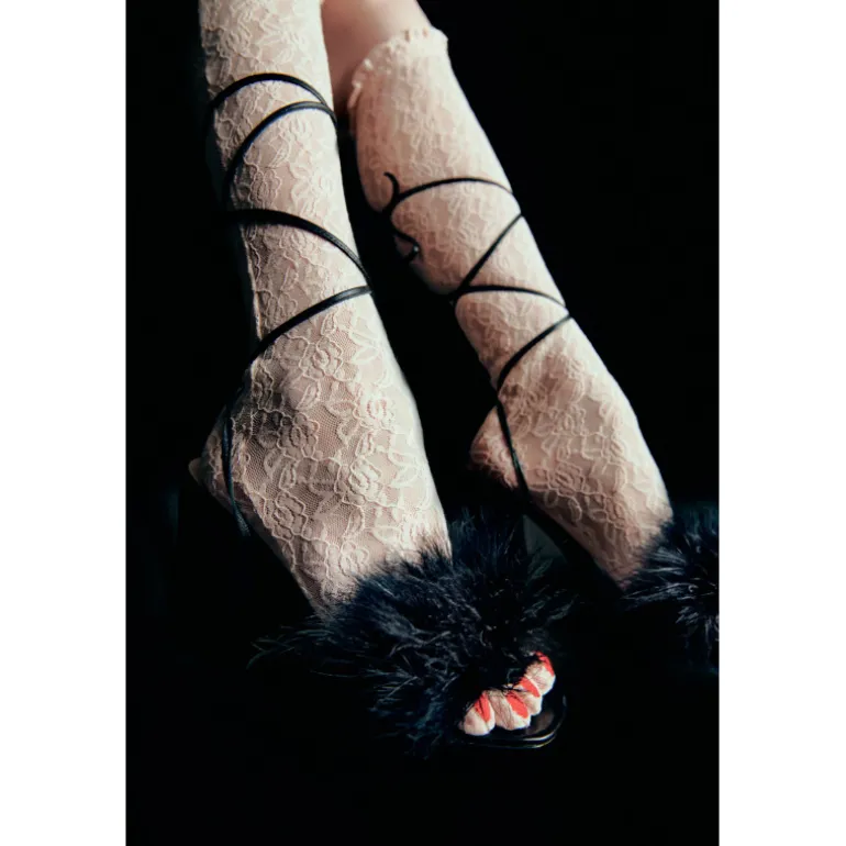 Vivetta Lace Tights With Embroidered Nails-Women Socks