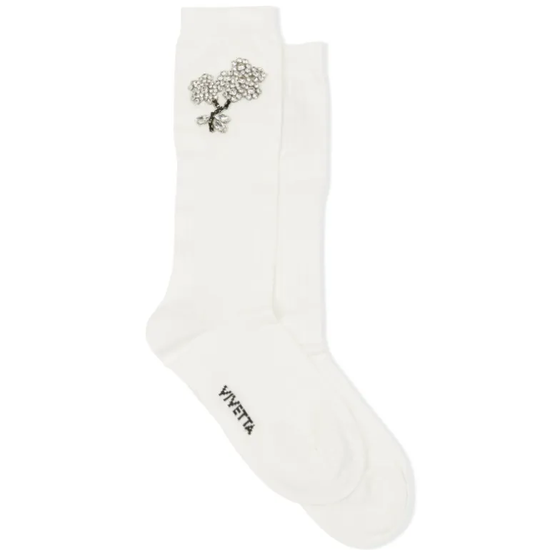Vivetta Ribbed Socks With Jewel Application-Women Socks